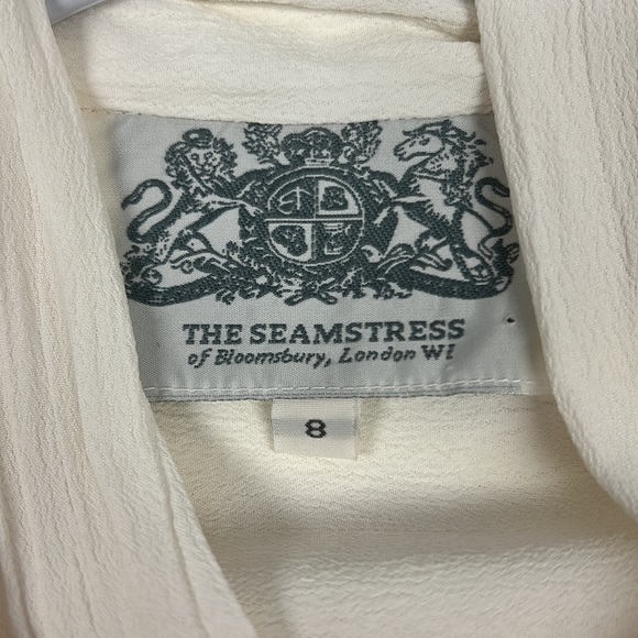 Vintage-style 1940’s Seamstress of Bloomsbury EVA Tie Bow Long Sleeve Blouse - Picture 5 of 8